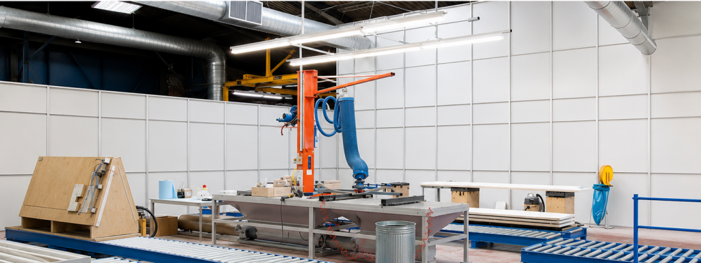 An image showing a single skin steel partitioning installation in a warehouse environment.