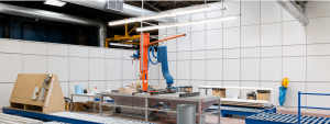 An image showing a single skin steel partitioning installation in a warehouse environment.